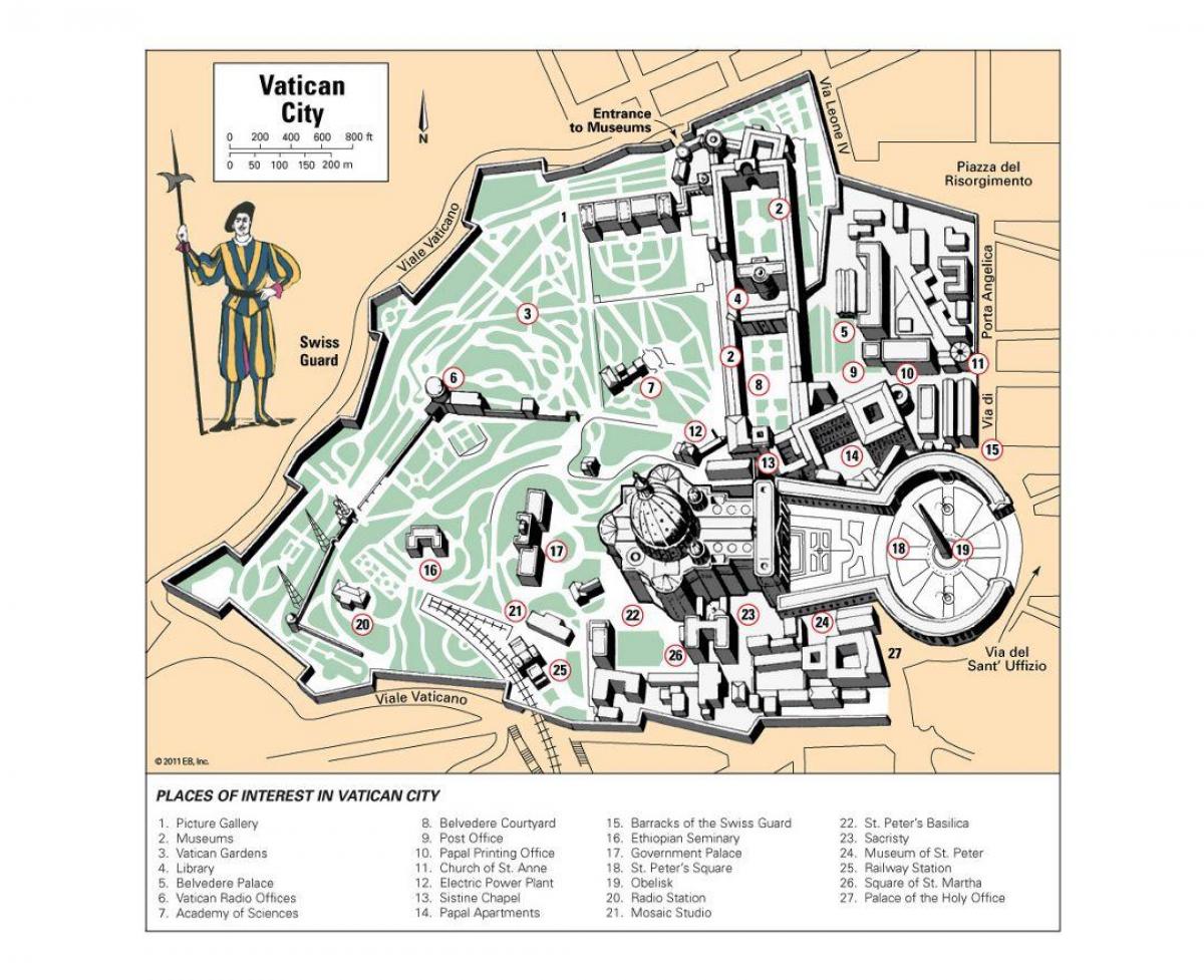 kart over Vatikanet museum layout